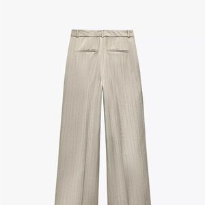 Zara Light Herringbone Wide-Leg Trousers